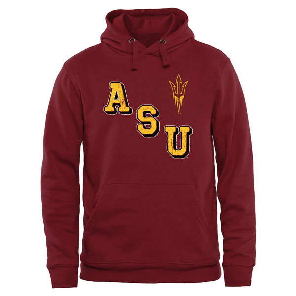 Men NCAA Arizona State Sun Devils Acronym Pullover Hoodie Maroon